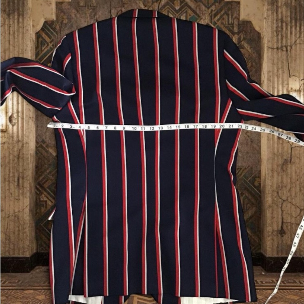 Brooks Brothers Rare Luxury Navy Blazer with Red and White Stripes High Quality - Picture 8 of 15